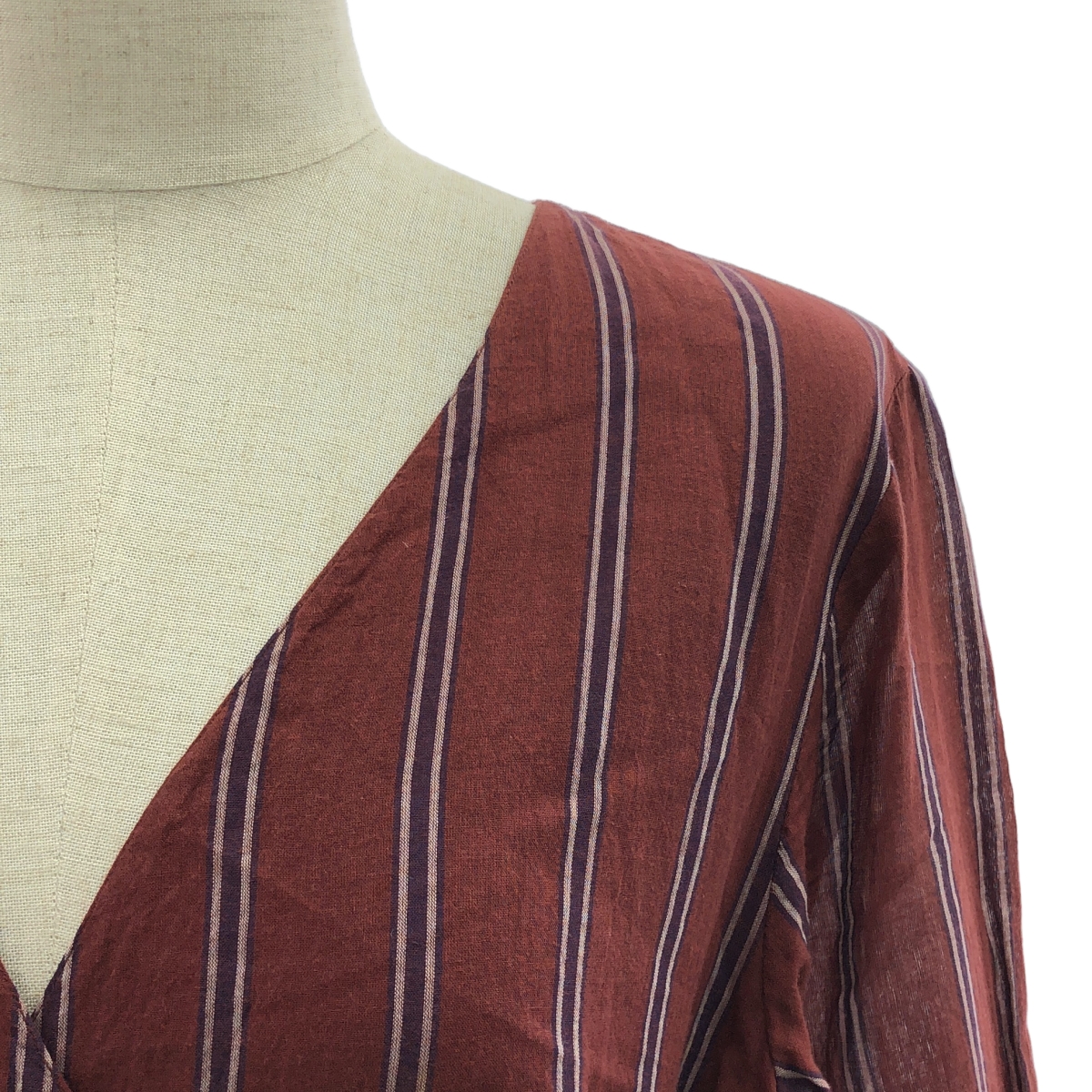 ne Quittez pas / ヌキテパ コットン ストライプ ラップ ワンピース