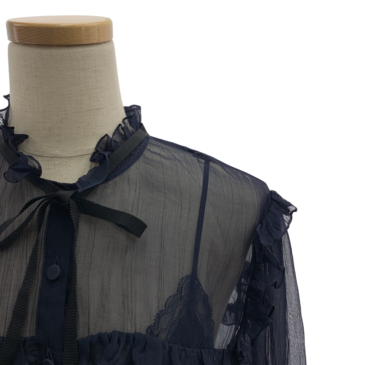 GUCCI / グッチ 657801 / silk 100％ / シルク フリル ラッフル シフォン ボリューム シャツ ブラウス / インナー付き