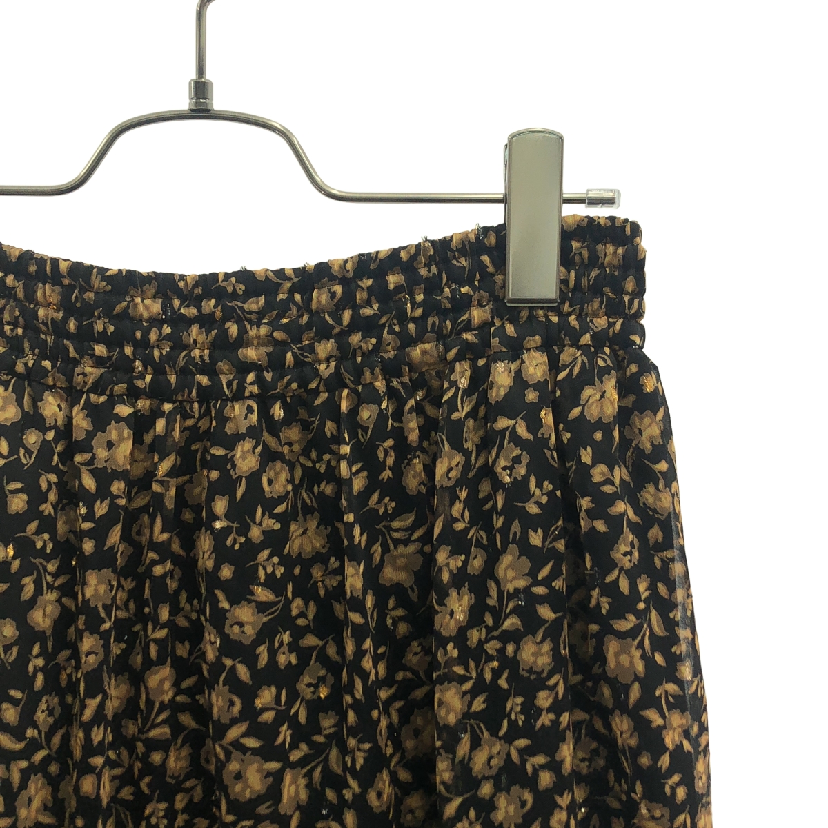 1er Arrondissement / プルミエアロンディスモン 総柄 シアー ウエストゴム フリル ボリューム スカート / 裏地付き