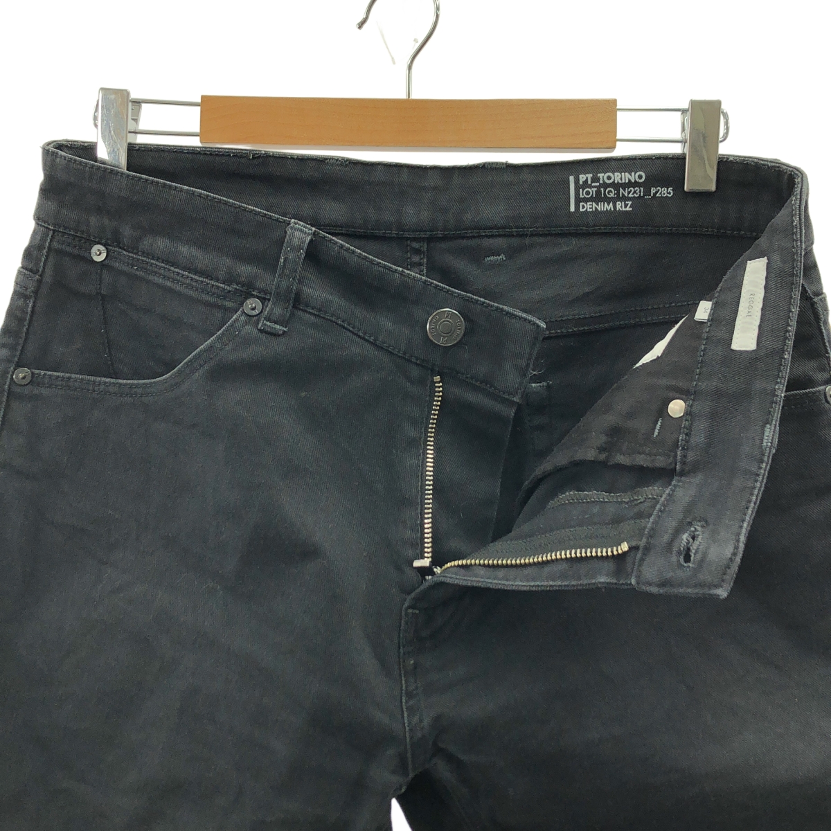 PT TORINO / ピーティートリノ REGGAE / レザーパッチ ブラック デニムパンツ