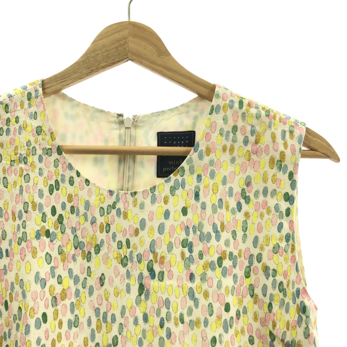 mina perhonen / ミナペルホネン jelly beans 総柄プリント ノースリーブワンピース