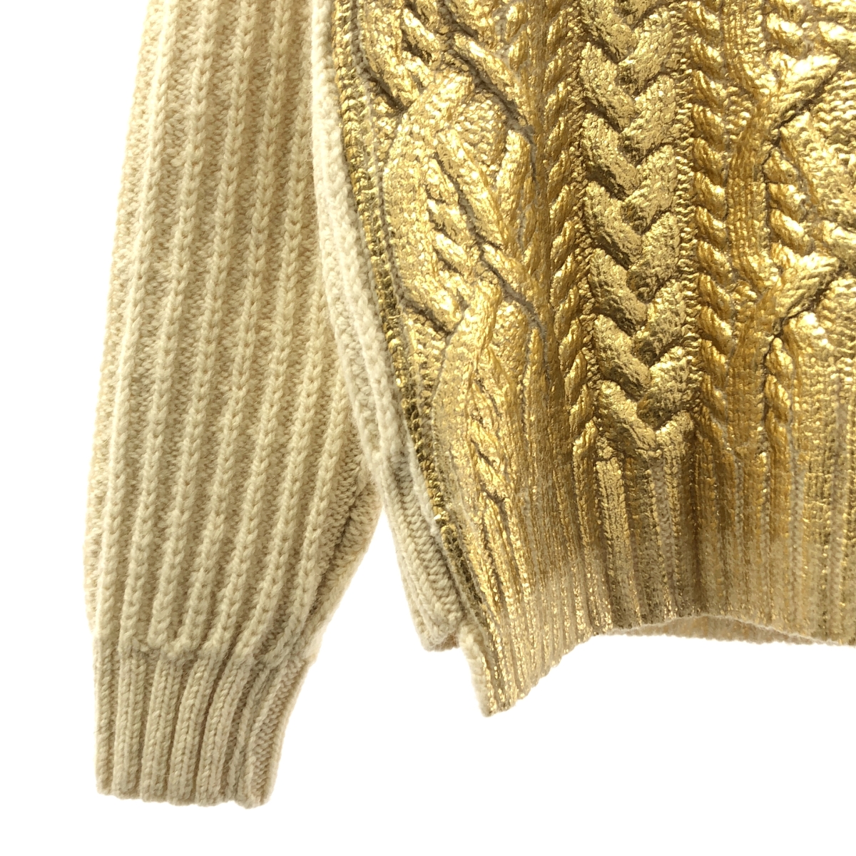 DRIES VAN NOTEN / ドリスヴァンノッテン 箔プリントウール アラン クルーネックニット