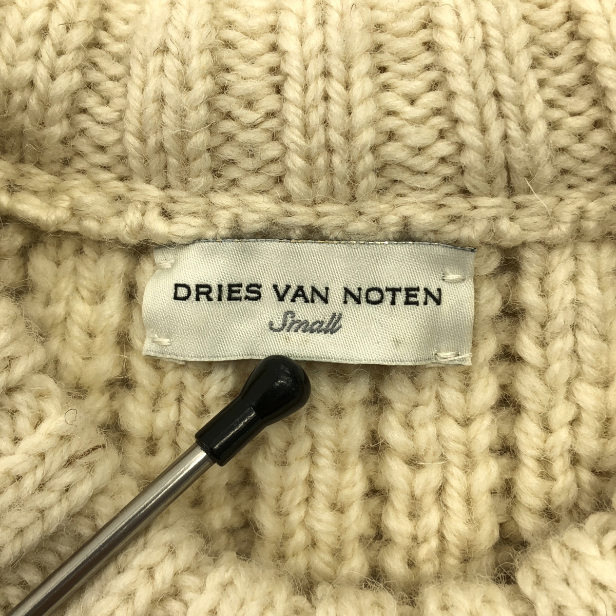 DRIES VAN NOTEN / ドリスヴァンノッテン 箔プリントウール アラン クルーネックニット