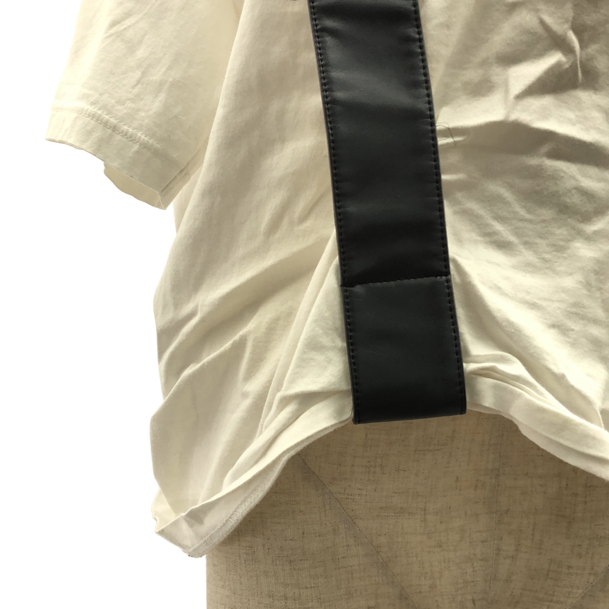 JUNYA WATANABE COMME des GARCONS / ジュンヤワタナベ 異素材 切替 フェイクレザー クルーネック オーバー カットソー Tシャツ