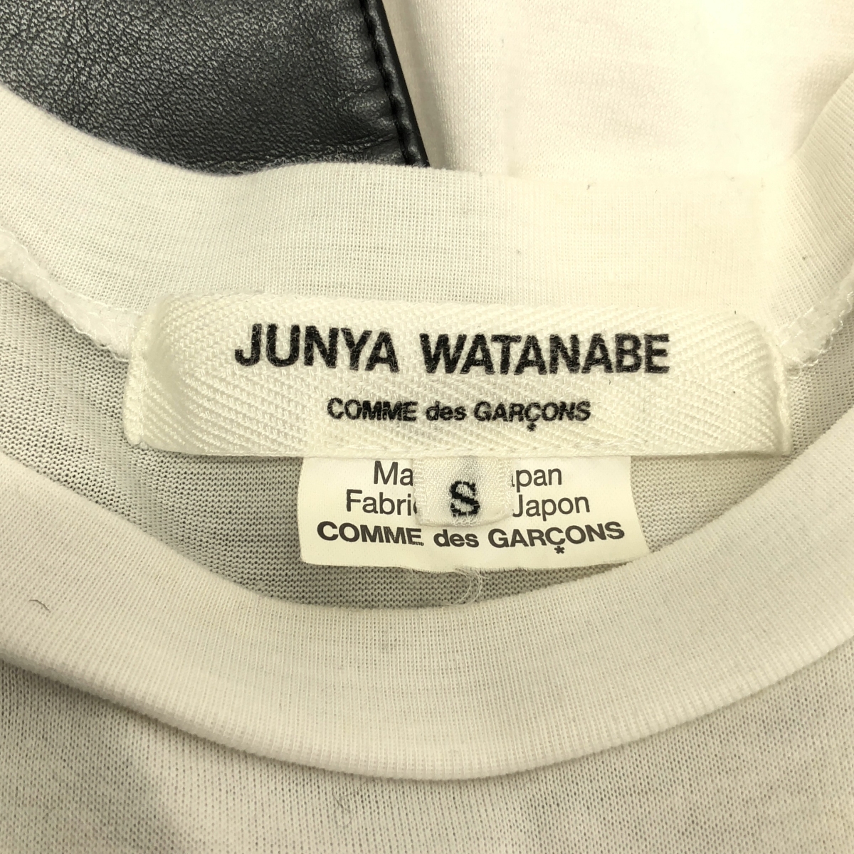 JUNYA WATANABE COMME des GARCONS / ジュンヤワタナベ 異素材 切替 フェイクレザー クルーネック オーバー カットソー Tシャツ