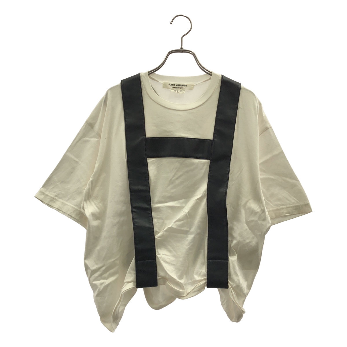 JUNYA WATANABE COMME des GARCONS / ジュンヤワタナベ 異素材 切替 フェイクレザー クルーネック オーバー カットソー Tシャツ