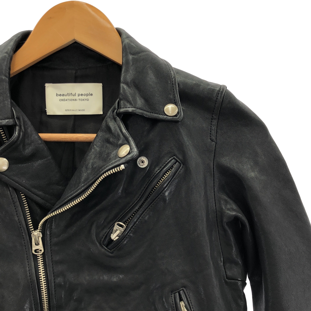 beautiful people / ビューティフルピープル 羊革 ラムレザー ライダースジャケット / 総裏地