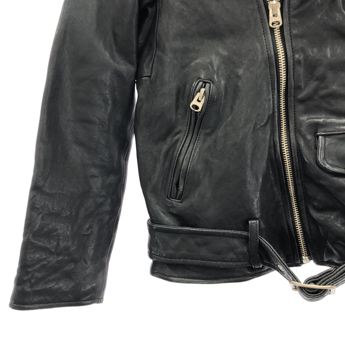 beautiful people / ビューティフルピープル 羊革 ラムレザー ライダースジャケット / 総裏地