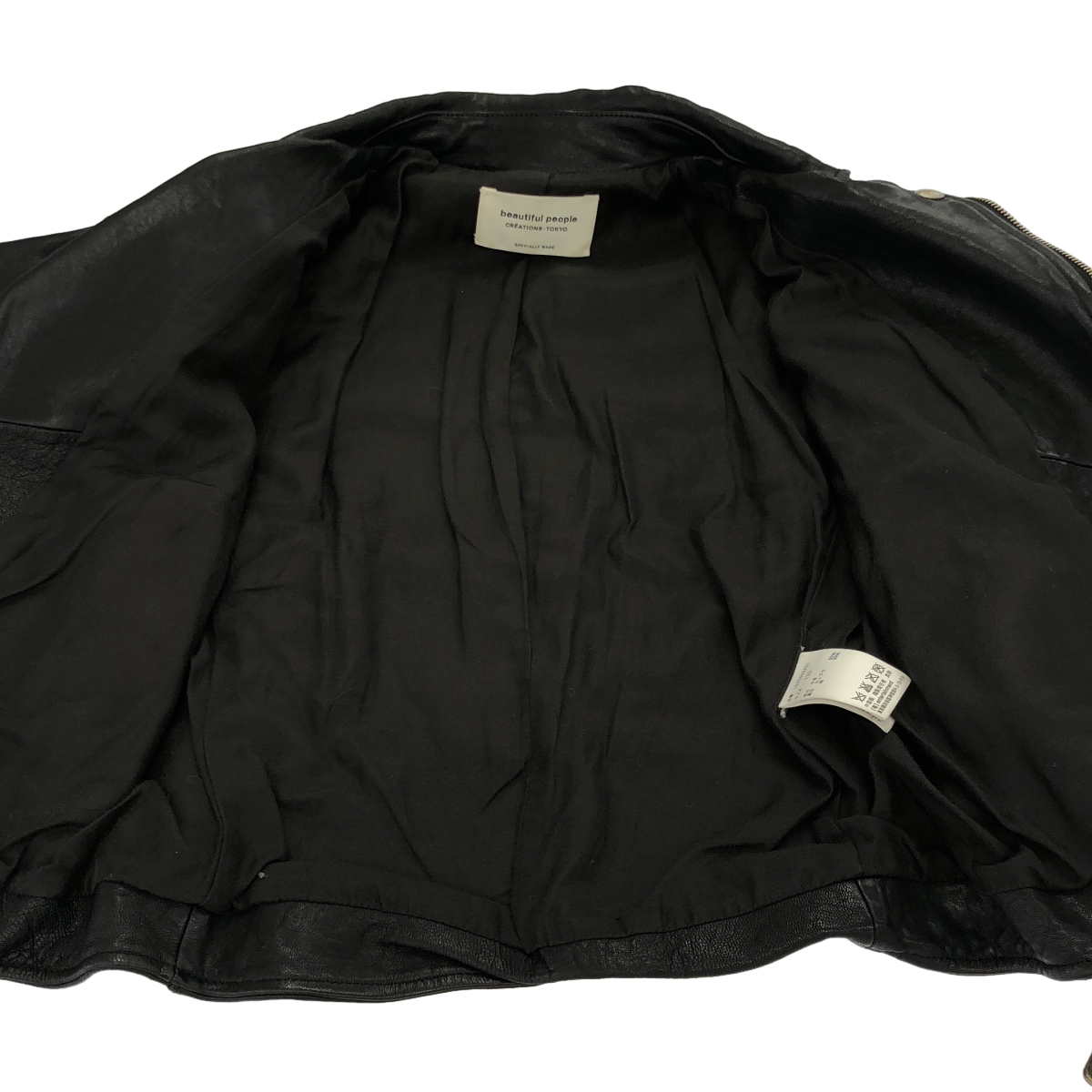 beautiful people / ビューティフルピープル 羊革 ラムレザー ライダースジャケット / 総裏地