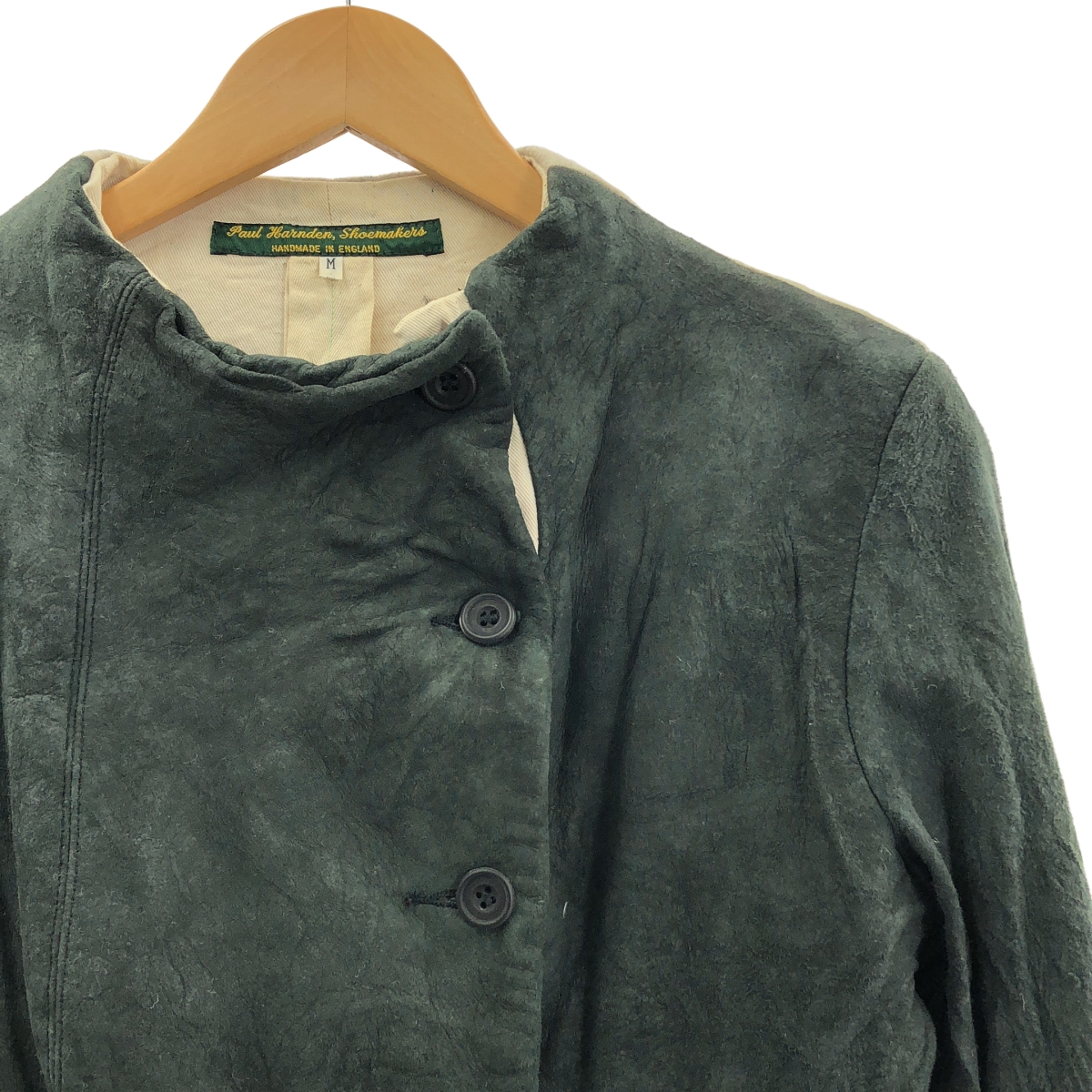 Paul Harnden / ポールハーデン レザー ウール 切替 ノーカラー ジャケット
