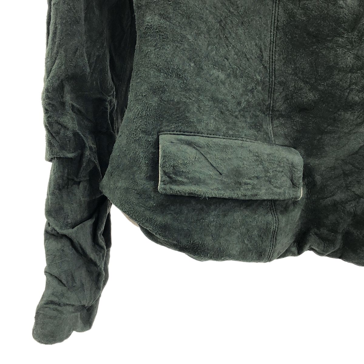 Paul Harnden / ポールハーデン レザー ウール 切替 ノーカラー ジャケット