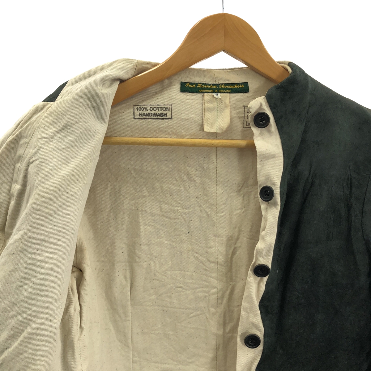 Paul Harnden / ポールハーデン レザー ウール 切替 ノーカラー ジャケット