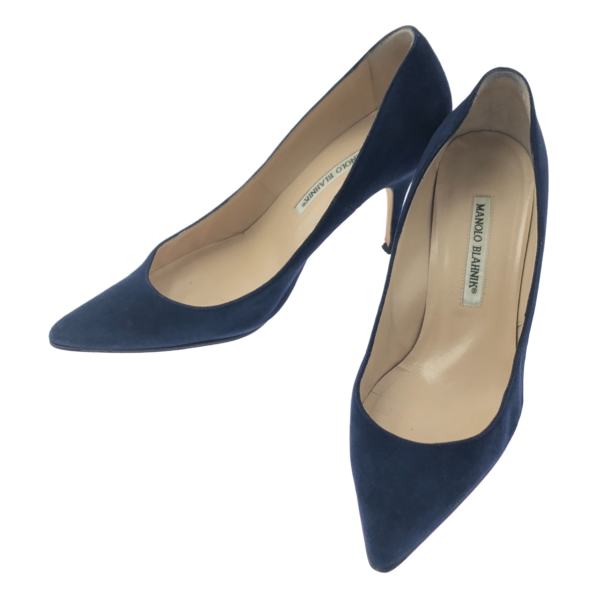 MANOLO BRAHNIK レザー&スエード ポインテッドトゥ パンプス 37 レザー スエード ポインテッドトゥ ヒール パンプス | ブランド