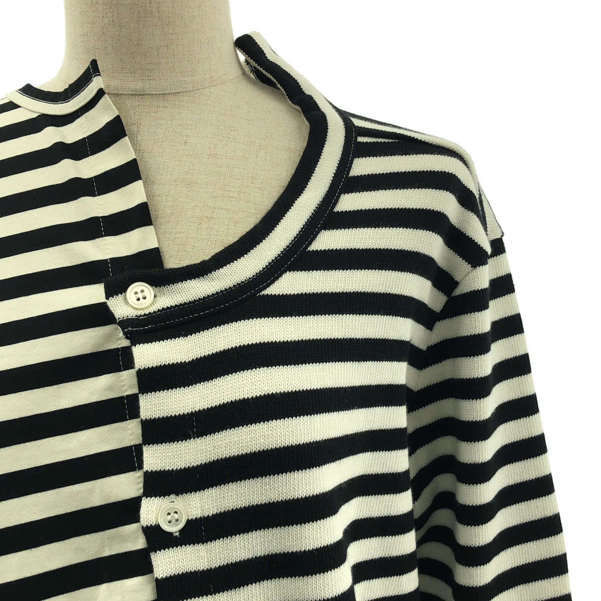 JUNYA WATANABE COMME des GARCONS / ジュンヤワタナベ コットン 変形 アシンメトリー ドッキング ニット カーディガン