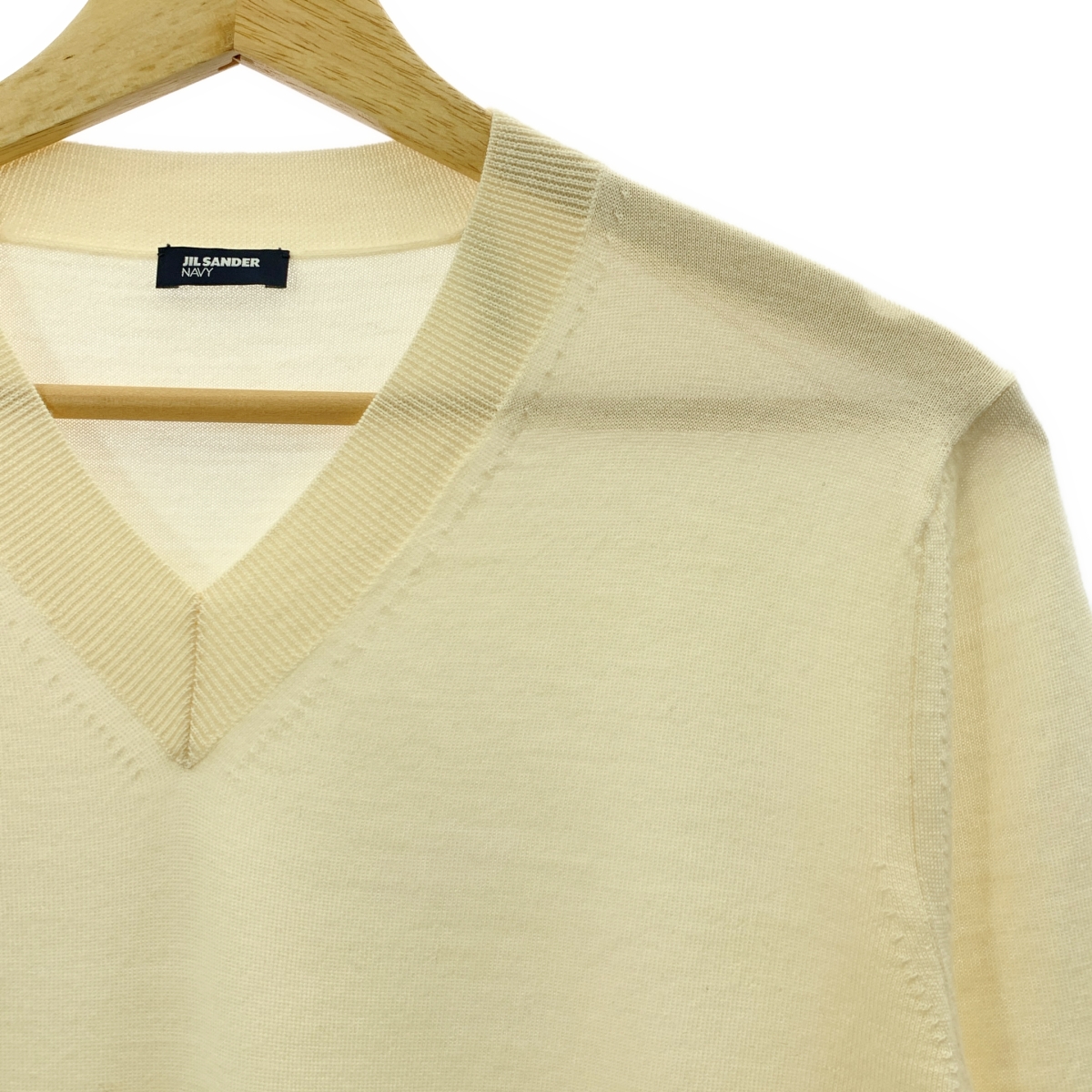 JIL SANDER NAVY / ジルサンダーネイビー ウール ハイゲージ Vネックニット