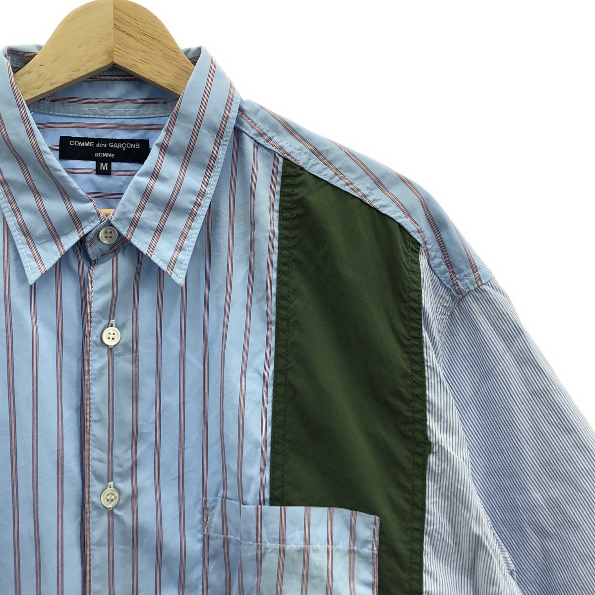 COMME des GARCONS HOMME / コムデギャルソンオム 綿ストライプ×多素材MIX S/S シャツ