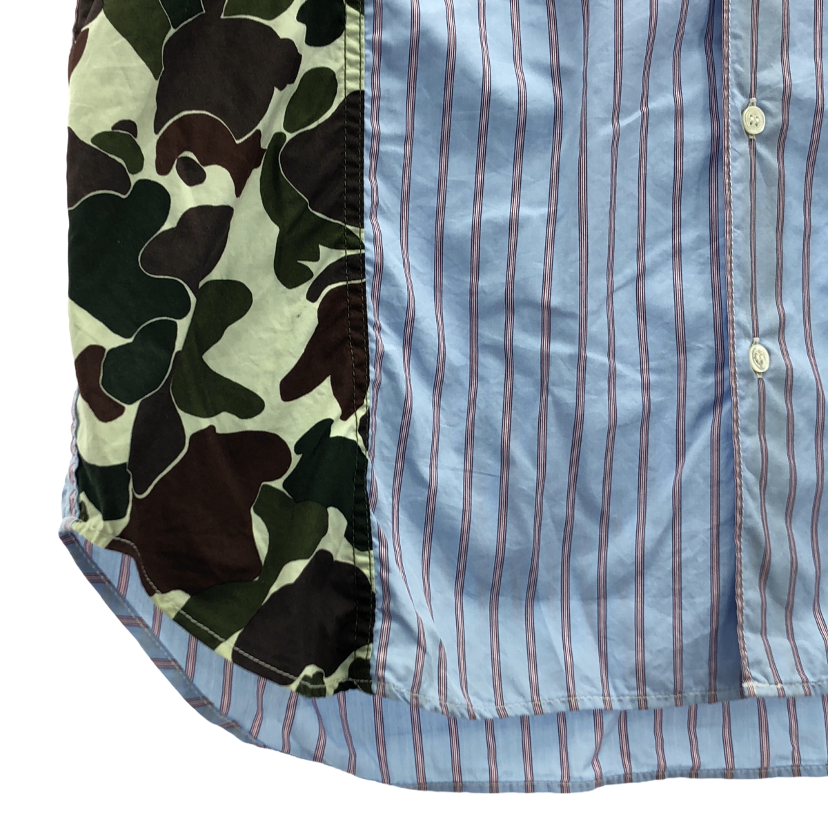 COMME des GARCONS HOMME / コムデギャルソンオム 綿ストライプ×多素材MIX S/S シャツ