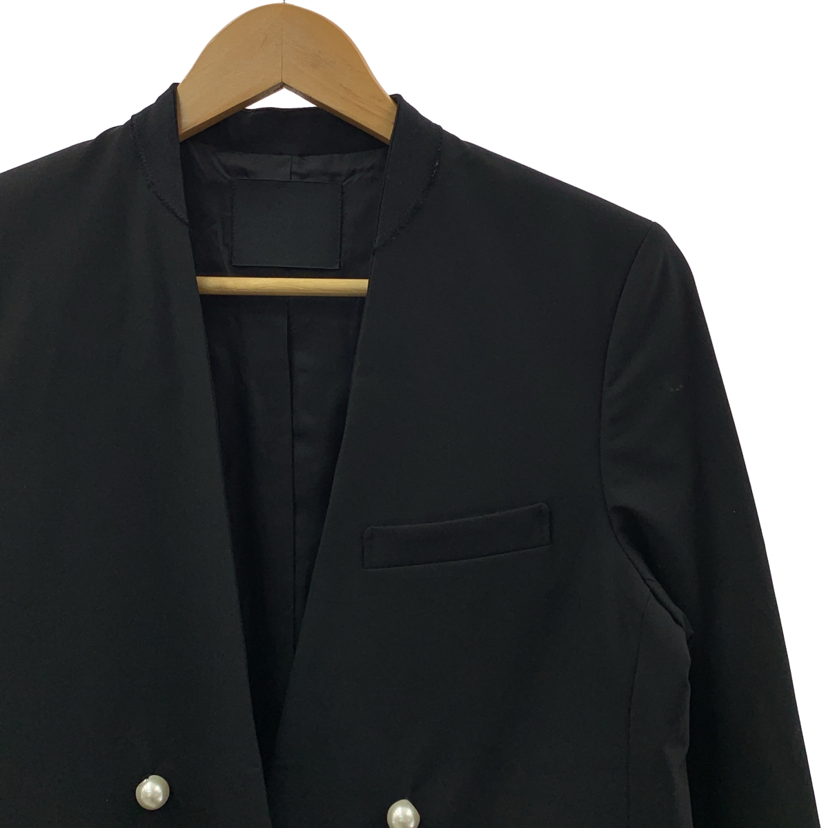 CINOH / チノ NO COLLAR JACKET / パール 装飾 ノーカラー シングル ジャケット / 総裏地