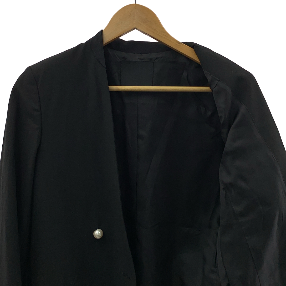 CINOH / チノ NO COLLAR JACKET / パール 装飾 ノーカラー シングル ジャケット / 総裏地