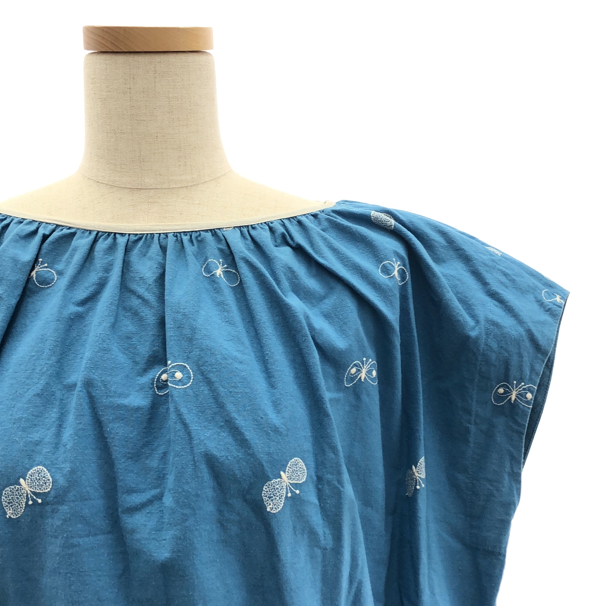 mina perhonen / ミナペルホネン choucho / ちょうちょ エンブロイダリー ギャザー ボリューム ワンピース