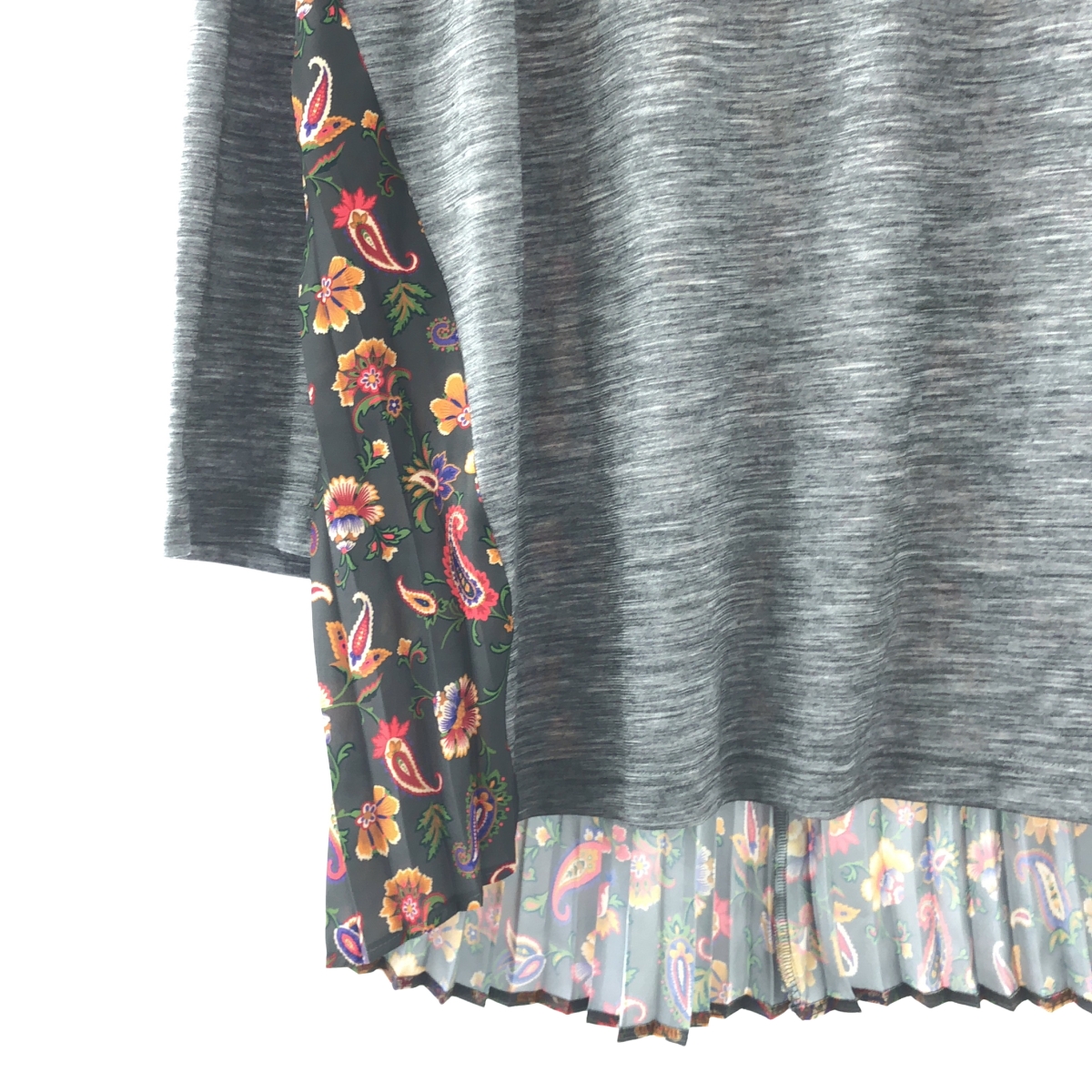 JUNYA WATANABE / ジュンヤワタナベ 花柄プリーツ切替 ポリエステルウール カットソー