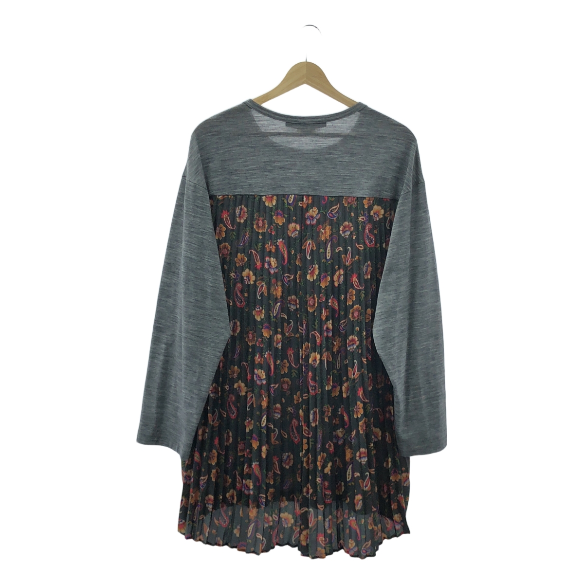 JUNYA WATANABE / ジュンヤワタナベ 花柄プリーツ切替 ポリエステルウール カットソー