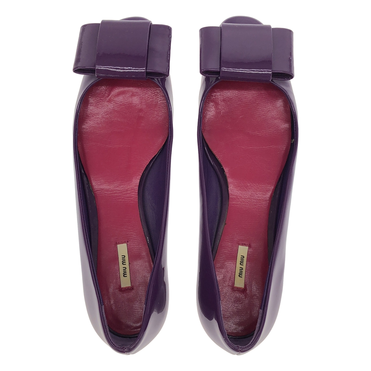 miu miu / ミュウミュウ パテントレザー リボン フラット パンプス