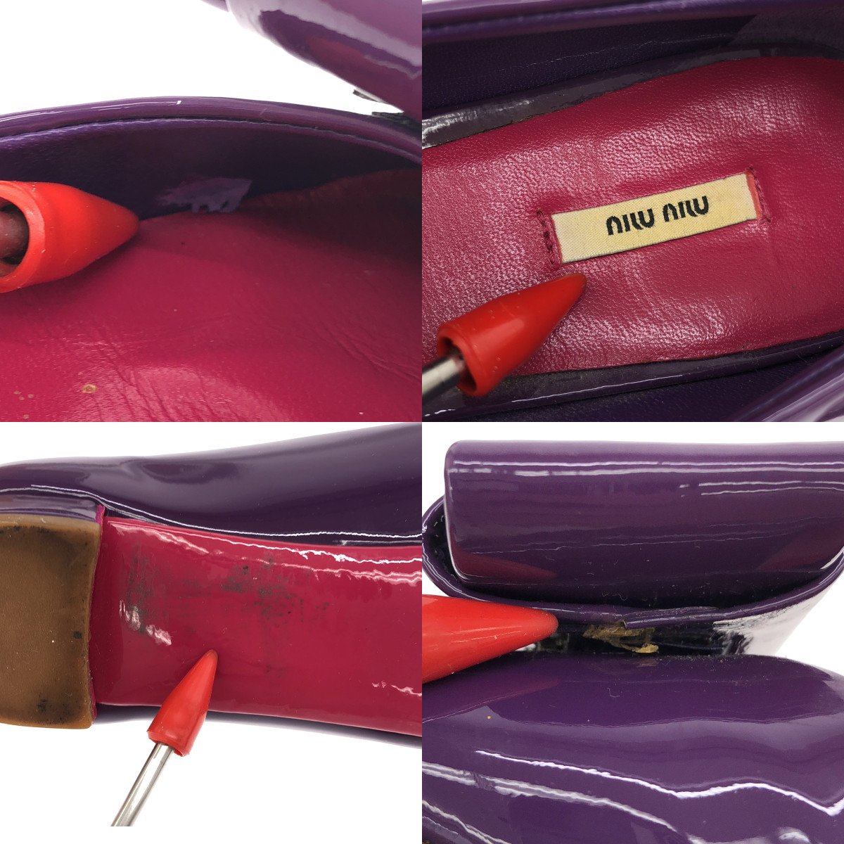 miu miu / ミュウミュウ パテントレザー リボン フラット パンプス