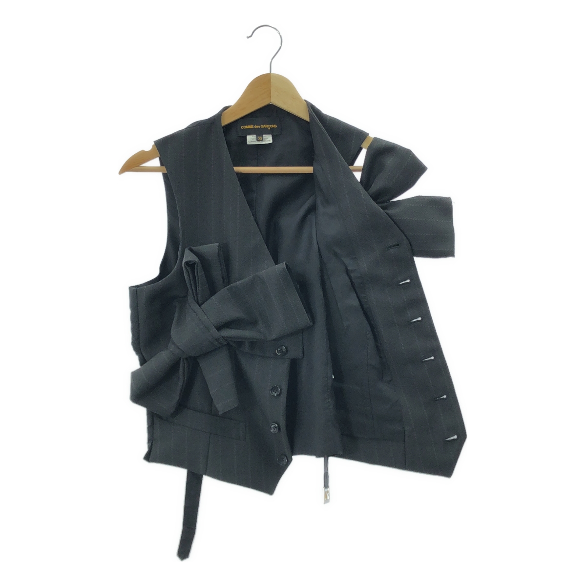 COMME des GARCONS / コムデギャルソン リボンデザイン ストライプ ポリエステル ベスト ジレ