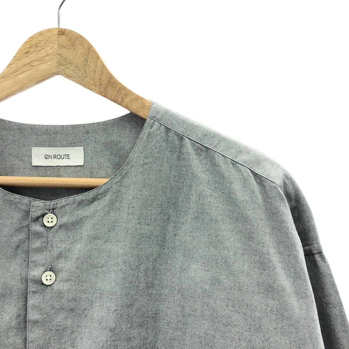 その他 コットンオックス ノーカラーシャツ