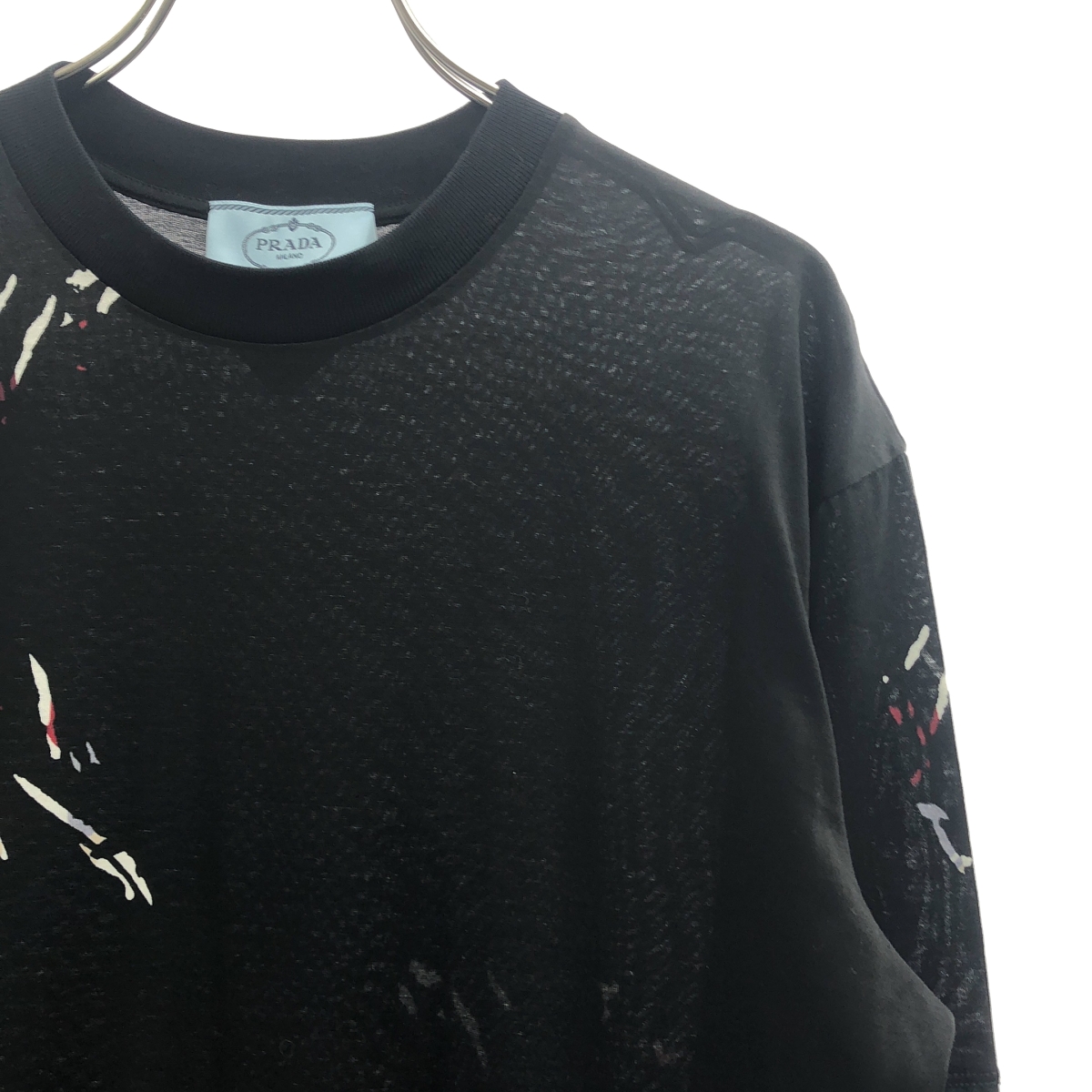 PRADA / プラダ トライアングル 三角ロゴパッチ リッププリント 切替 ワンピース