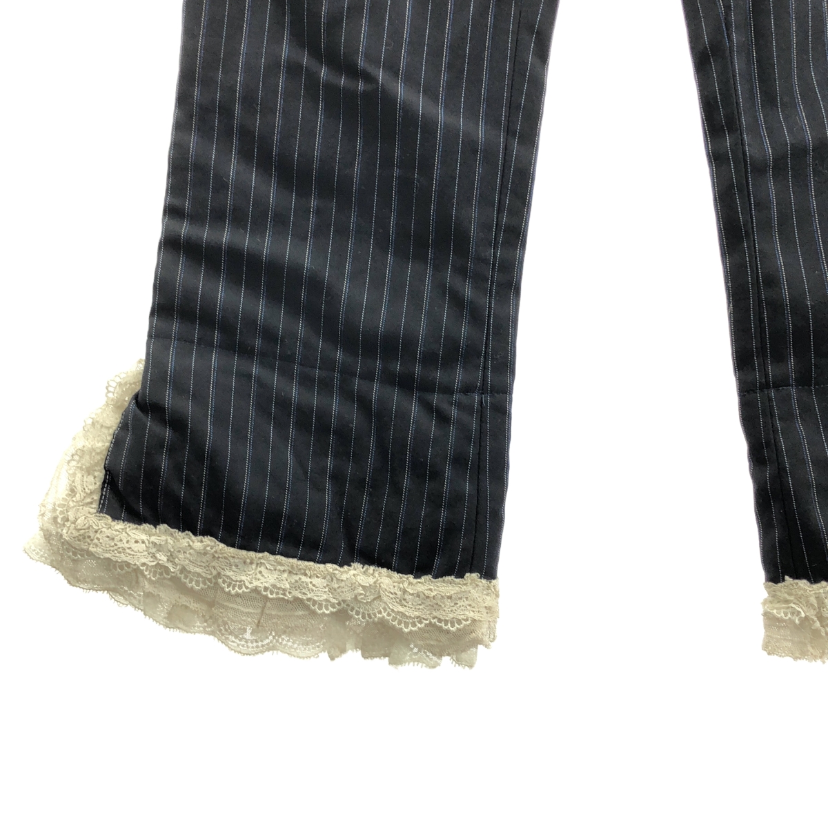 JUNYA WATANABE MAN PINK / ジュンヤワタナベマンピンク ストライプ レースドッキング スラックス パンツ