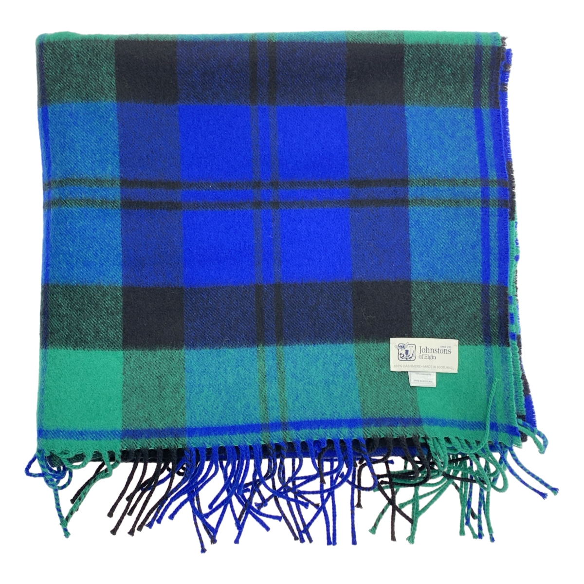 JOHNSTONS OF ELGIN / ジョンストンズオブエルガン カシミヤ チェック 大判 フリンジ ストール