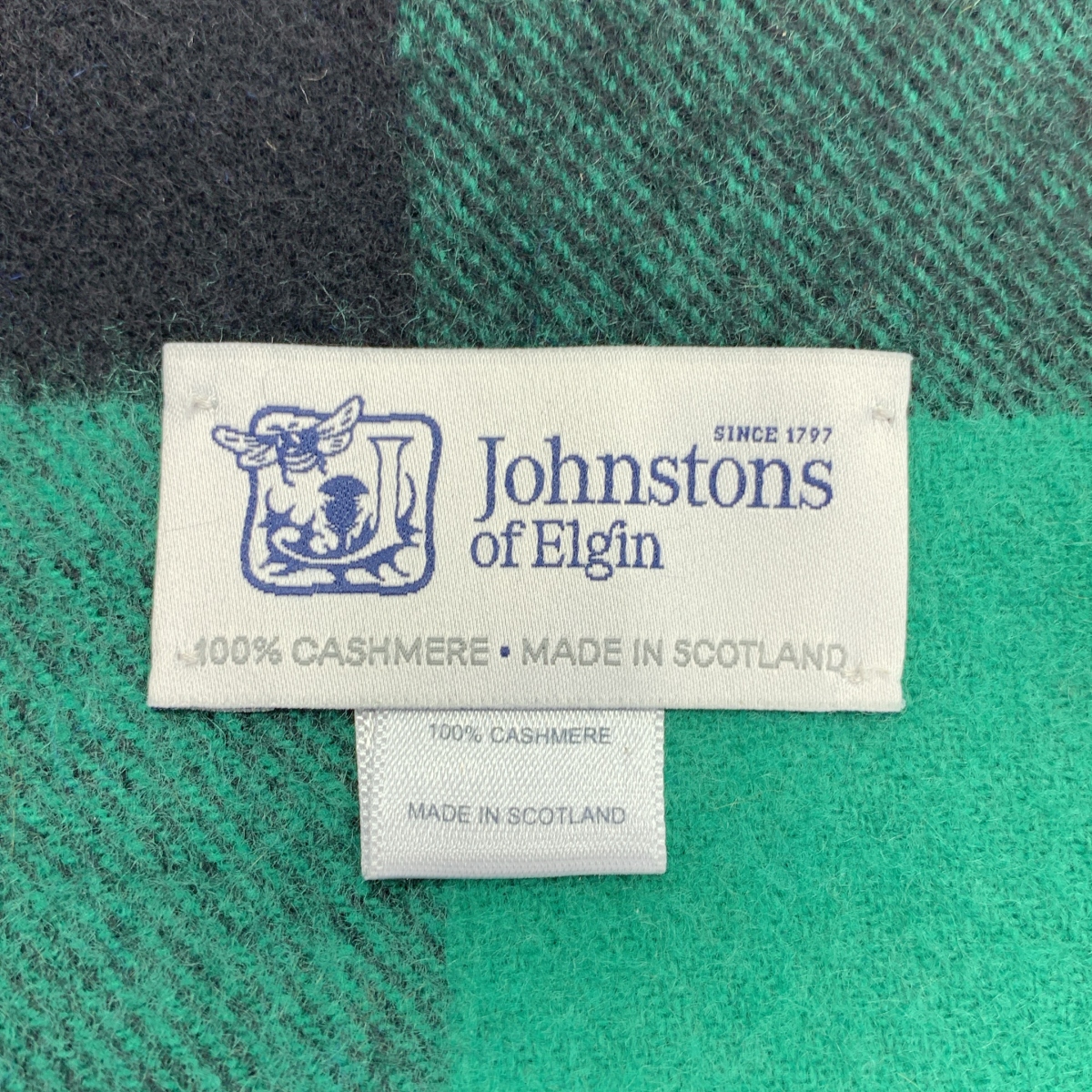 JOHNSTONS OF ELGIN / ジョンストンズオブエルガン カシミヤ チェック 大判 フリンジ ストール