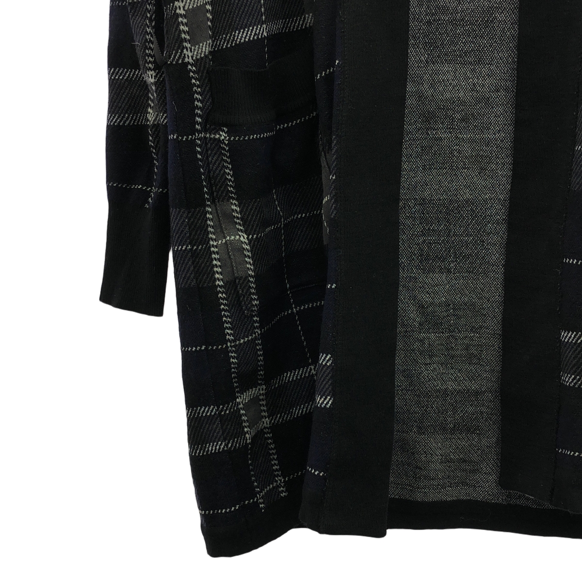 sacai / サカイ ウール混 リブ切替 チェック ロングカーディガン ガウンコート