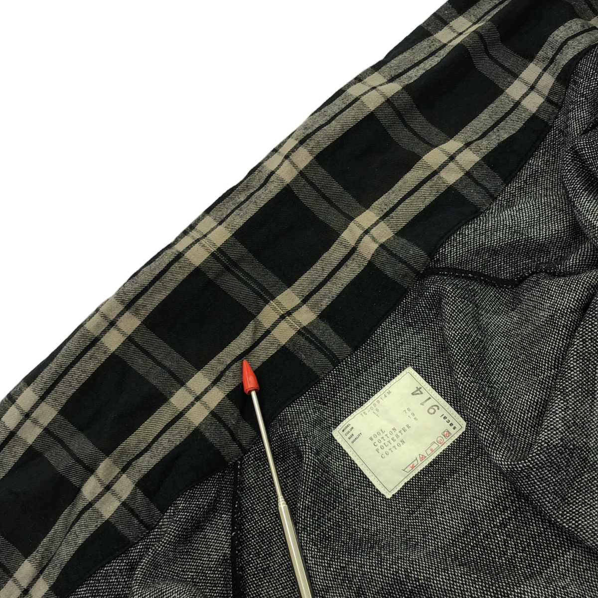 sacai / サカイ ウール混 リブ切替 チェック ロングカーディガン ガウンコート