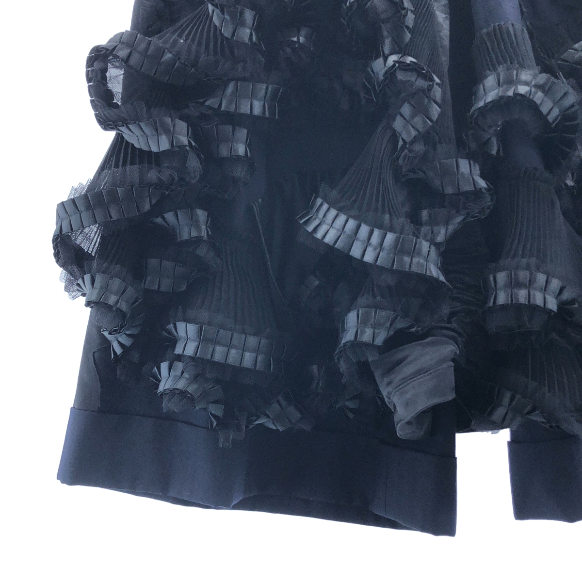 COMME des GARCONS / コムデギャルソン ストライプ チュールギャザー フリル装飾 ワイドパンツ