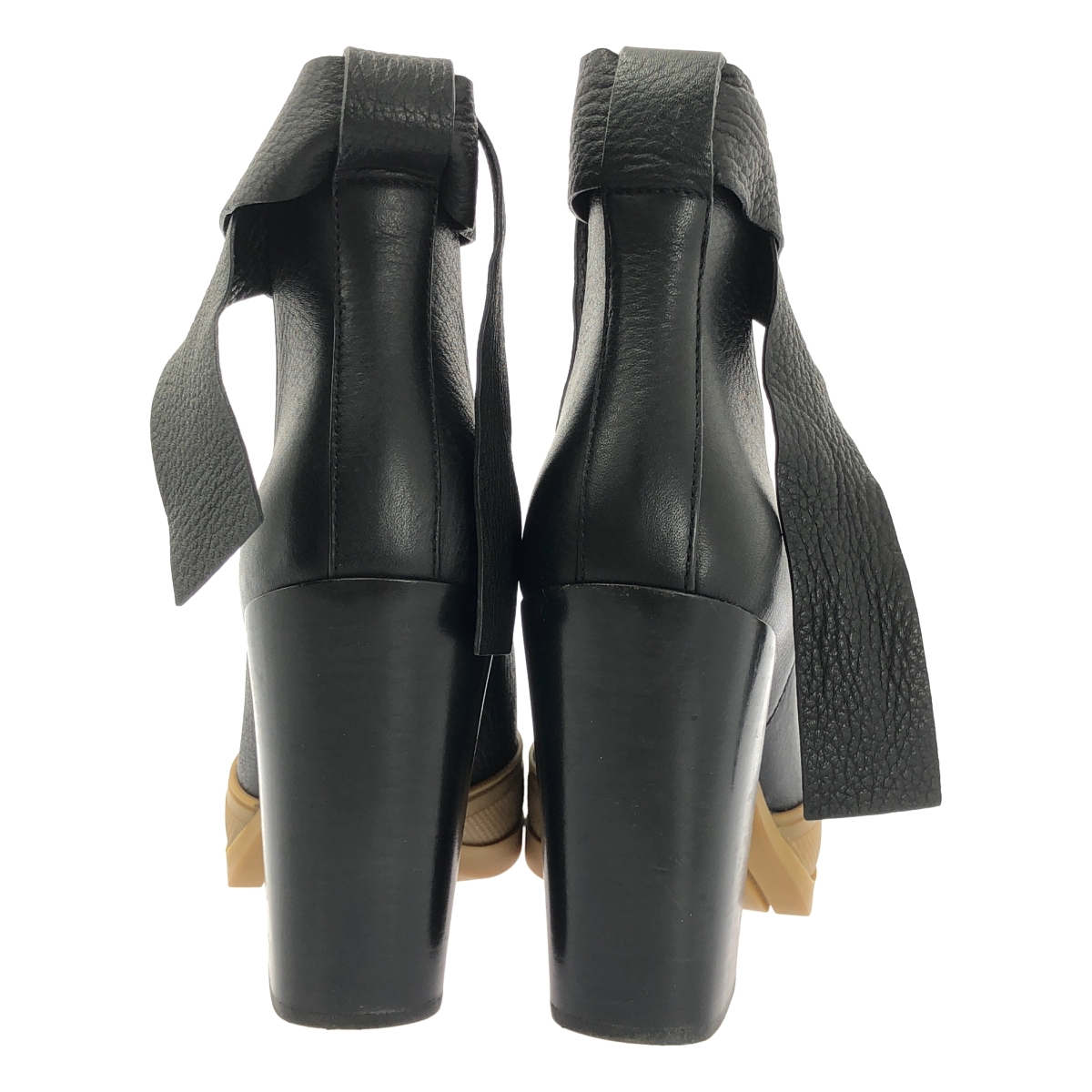 Chloe / クロエ レザー リボン ウッドヒール パンプス