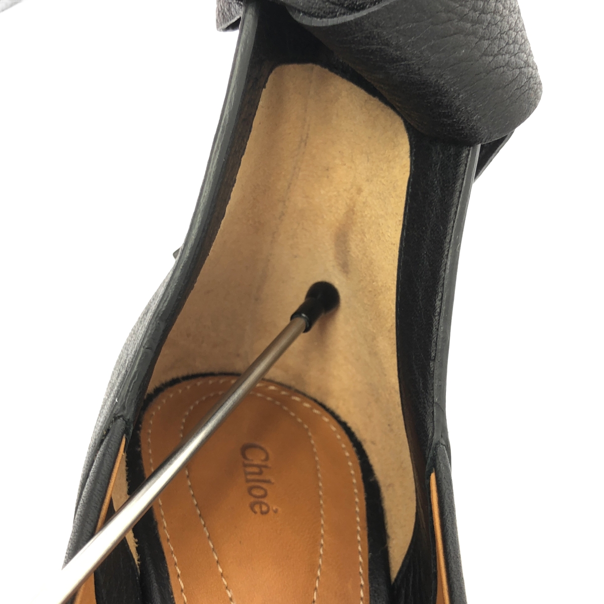 Chloe / クロエ レザー リボン ウッドヒール パンプス