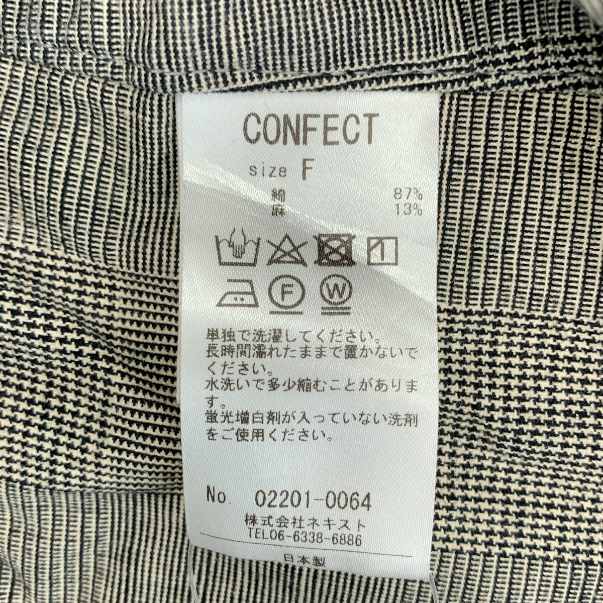 CONFECT / コンフェクト コットン リネン グレンチェック ステンカラーコート