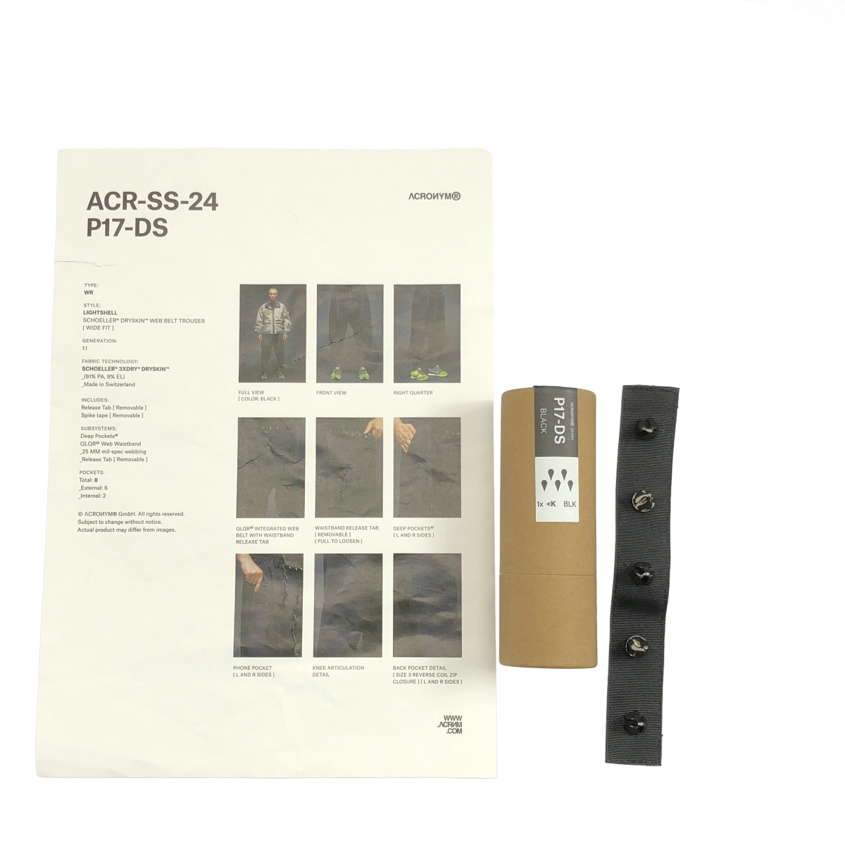 ACRONYM / アクロニウム P17-DS SCHOELLER DRYSKIN WEB BELT TROUSER WIDE FIT ワイドフィット ドライスキン ウェブベルト トラウザーパンツ