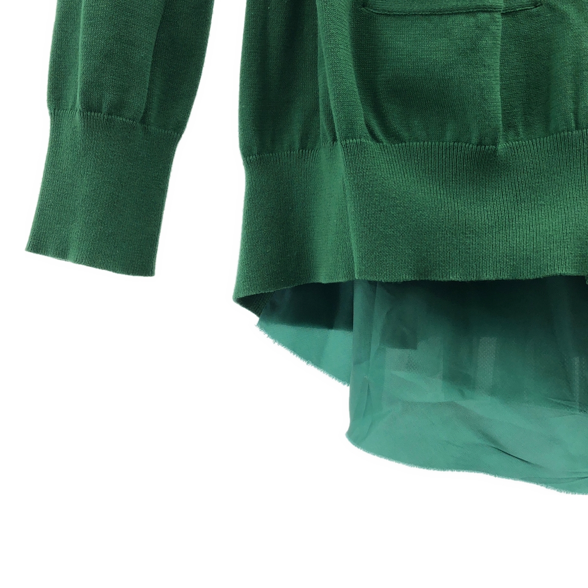 sacai luck / サカイラック 異素材 切替 ドッキング バックギャザー ニット カーディガン