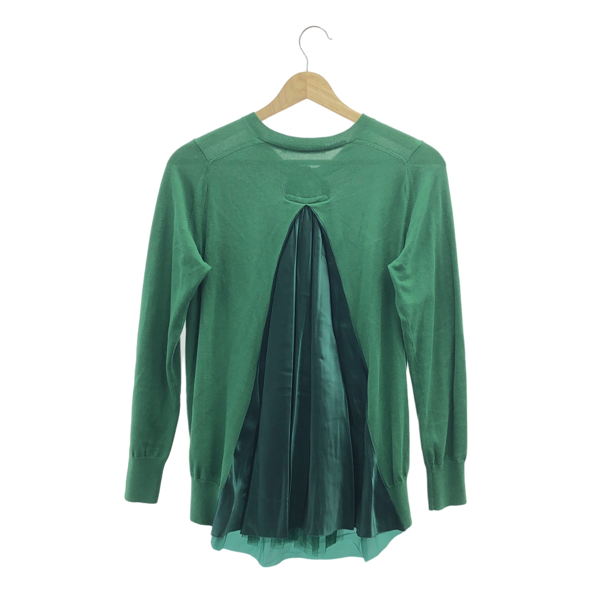 sacai luck / サカイラック 異素材 切替 ドッキング バックギャザー ニット カーディガン