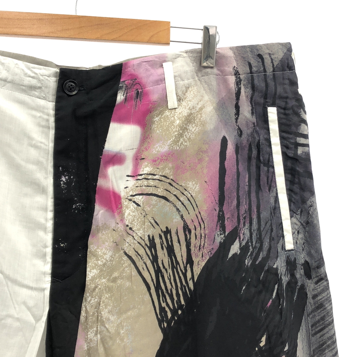 YOHJI YAMAMOTO POUR HOMME / ヨウジヤマモトプールオム GREY PRINTED PANTS グレープリンテッド レーヨン パンツ