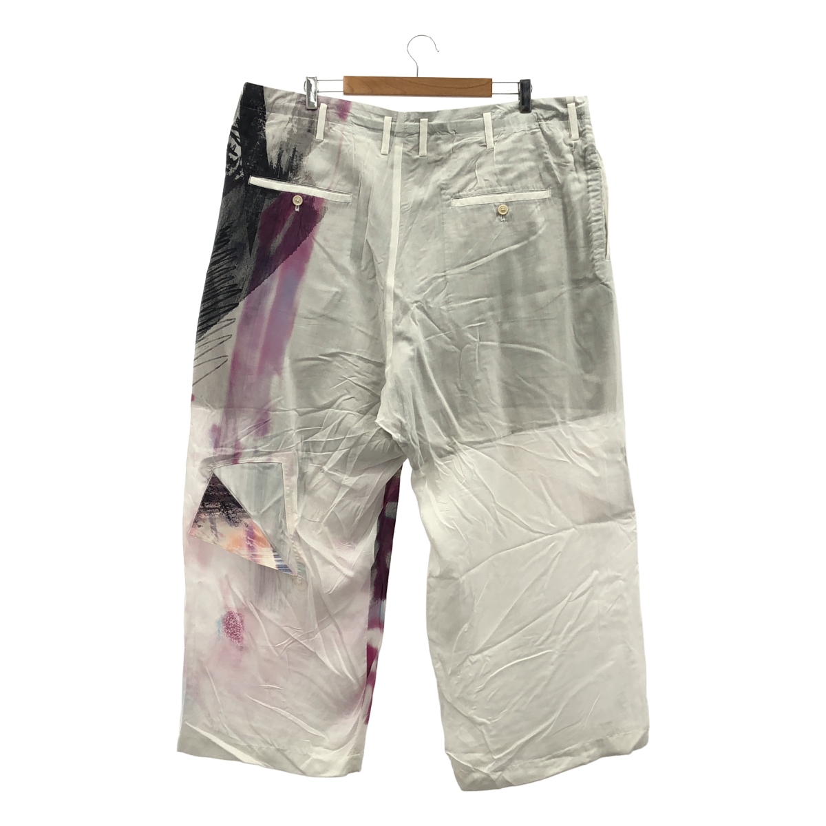 YOHJI YAMAMOTO POUR HOMME / ヨウジヤマモトプールオム GREY PRINTED PANTS グレープリンテッド レーヨン パンツ