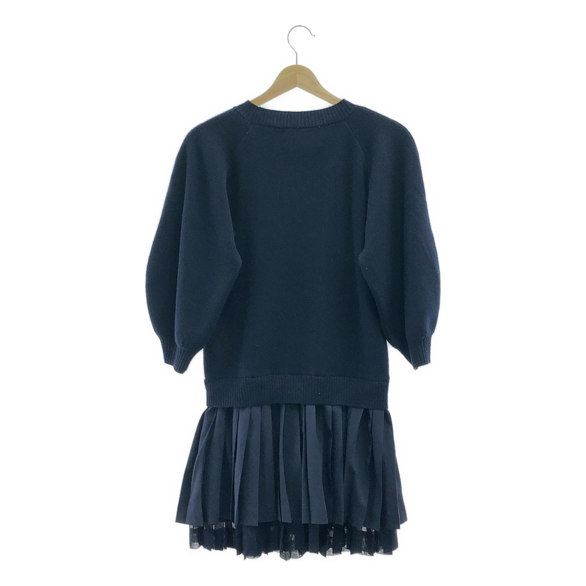 その他 ヒーチ ウール ボリュームスリーブ プリーツ ドッキング ワンピース