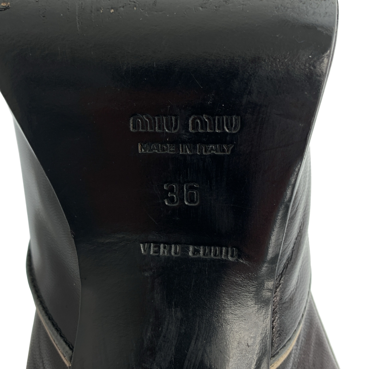 miu miu / ミュウミュウ レザー オープントゥ ヒール パンプス