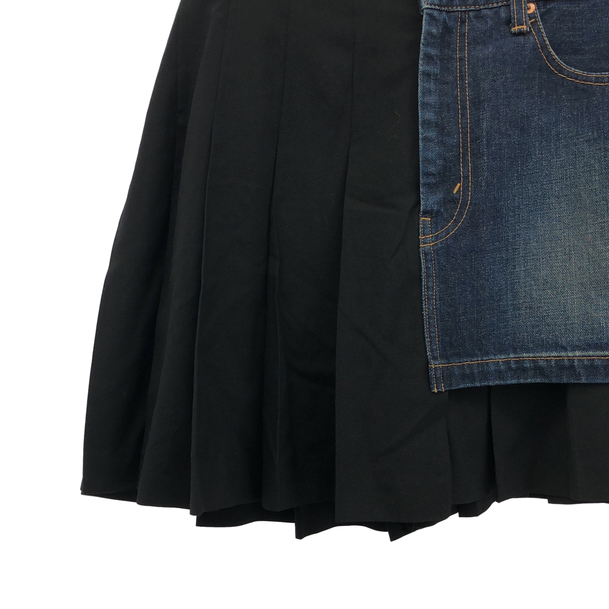 JUNYA WATANABE COMME des GARCONS / ジュンヤワタナベ 異素材 切替 再構築  ドッキング プリーツ デニム スカート