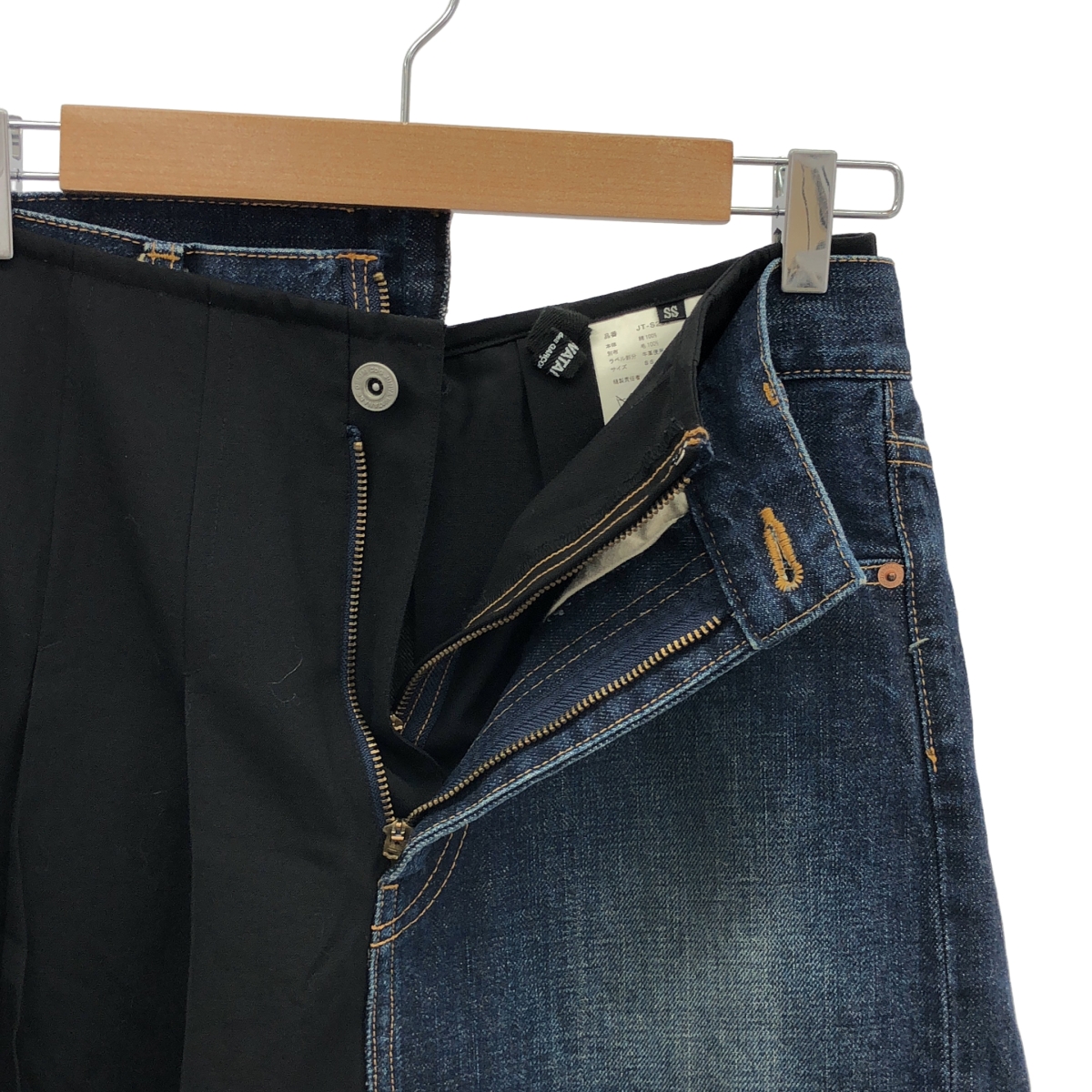 JUNYA WATANABE COMME des GARCONS / ジュンヤワタナベ 異素材 切替 再構築  ドッキング プリーツ デニム スカート