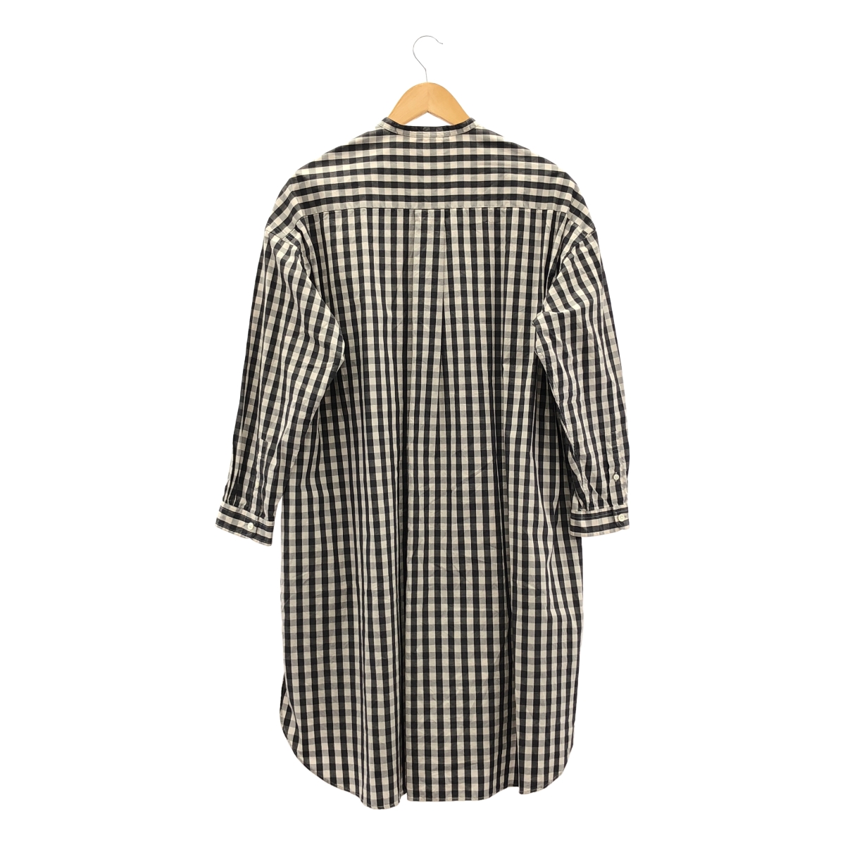 その他 COMBED COTTON / チェック バンドカラー ポケット付き シャツ ワンピース